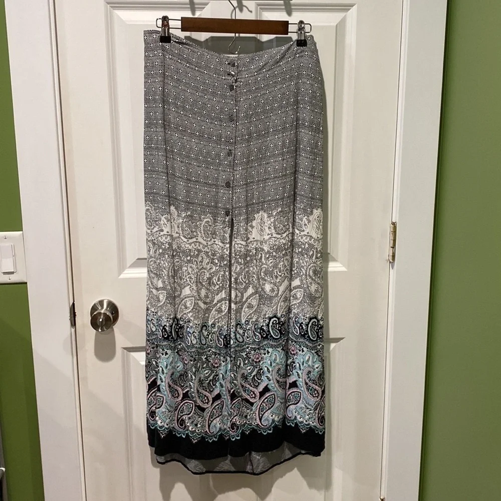 Express Maxi Skirt Button Front Slit EUC